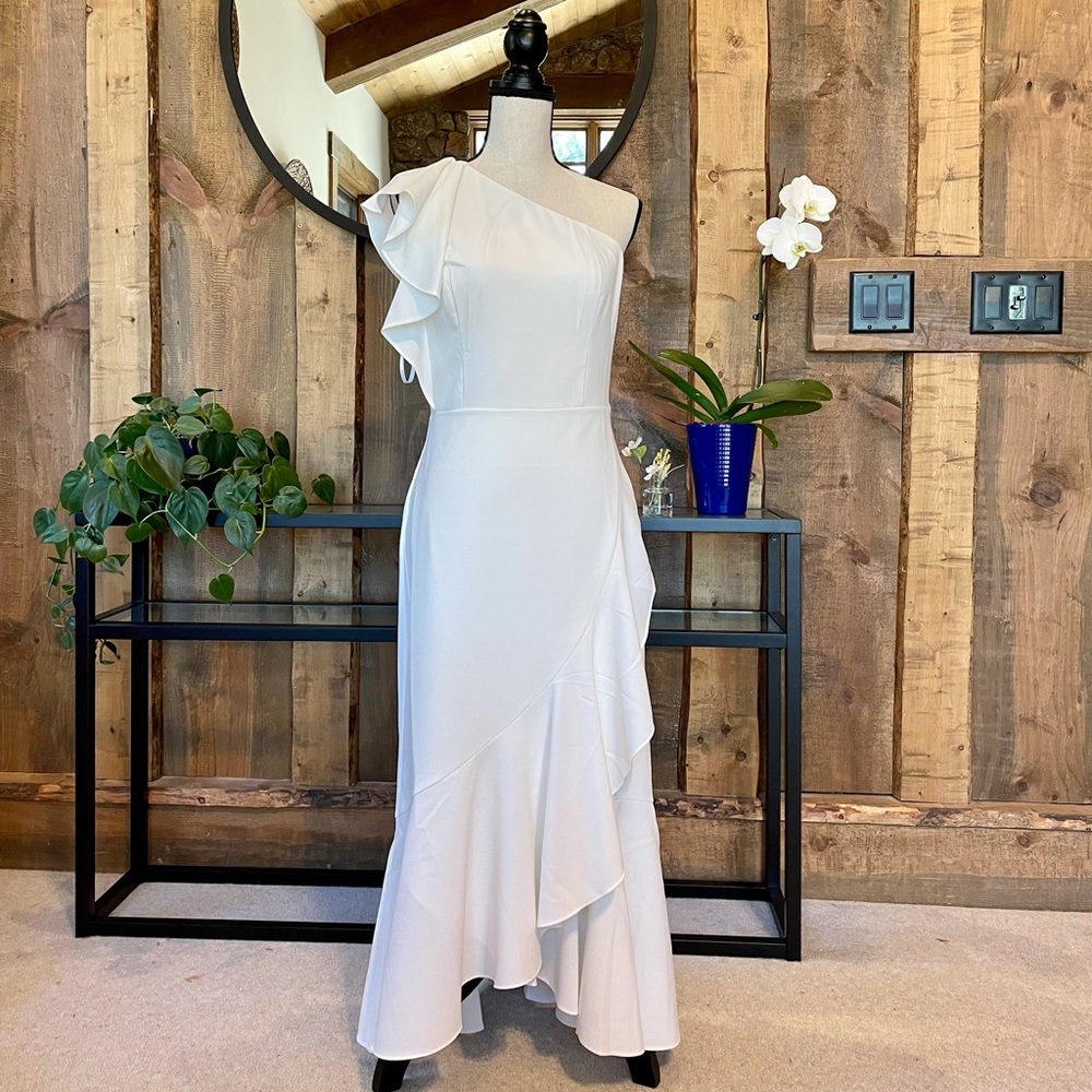 White House Black Market Ruffle Midi Dress